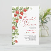 Trendy Watercolor Meadow Strawberry Brautparty Einladung (Stehend Vorderseite)