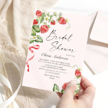 Trendy Watercolor Meadow Strawberry Brautparty