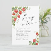 Trendy Watercolor Meadow Strawberry Brautparty Einladung (Stehend Vorderseite)