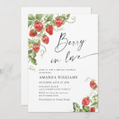 Trendy Watercolor Meadow Strawberry Brautparty Einladung (Vorne/Hinten)