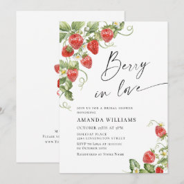 Trendy Watercolor Meadow Strawberry Brautparty Einladung