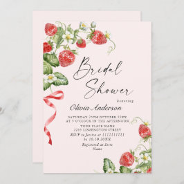 Trendy Watercolor Meadow Strawberry Brautparty Einladung