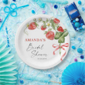 Trendy Watercolor Meadow Strawberry Brautparty Pappteller (Party)