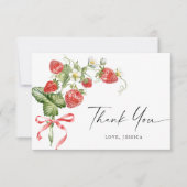 Trendy Watercolor Meadow Strawberry Dankeskarte (Vorderseite)