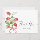 Trendy Watercolor Meadow Strawberry Dankeskarte (Vorderseite)