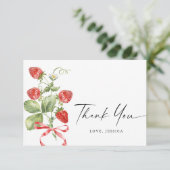 Trendy Watercolor Meadow Strawberry Dankeskarte (Stehend Vorderseite)