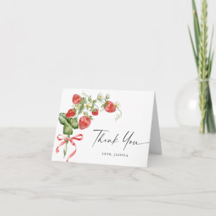 Trendy Watercolor Meadow Strawberry Dankeskarte