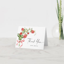 Trendy Watercolor Meadow Strawberry Dankeskarte