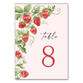 Trendy Watercolor Meadow Strawberry Tischnummer (Rückseite)