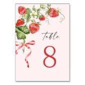 Trendy Watercolor Meadow Strawberry Tischnummer (Rückseite)