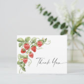 Trendy Watercolor Meadow Strawberry Vielen Dank Postkarte (Stehend Vorderseite)