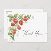 Trendy Watercolor Meadow Strawberry Vielen Dank Postkarte (Vorne/Hinten)