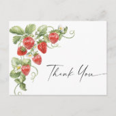 Trendy Watercolor Meadow Strawberry Vielen Dank Postkarte (Vorderseite)