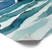 Trendy Watercolor Ocean Beachwave Poster (Ecke)