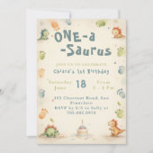 Trendy Watercolor One-a-Saurus Erster 1. Geburtsta Einladung (Vorderseite)