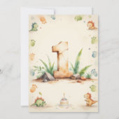 Trendy Watercolor One-a-Saurus Erster 1. Geburtsta Einladung (Rückseite)