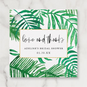 Trendy Watercolor Palm Leaf Liebe und Dank Bridal Geschenkanhänger
