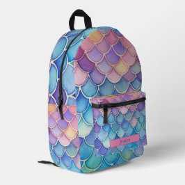 Trendy Watercolor Pastel Mermaid Scale Bedruckter Rucksack