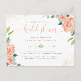 Trendy Watercolor Peonies Eukalyptus Brautparty Einladungspostkarte