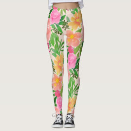 Trendy Watercolor Pink Blume Leggings