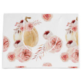 Trendy Watercolor Pumpkin & Blume | Herbst Große Geschenktüte (Vorderseite)