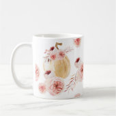 Trendy Watercolor Pumpkin & Blume | Herbst Kaffeetasse (Links)