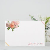 Trendy Watercolor-Rosen-handgeschriebene Briefpapier (Stehend Vorderseite)