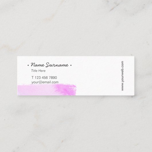 Trendy Watercolor schüren lila Minigeschäftskarte Mini Visitenkarte (Rückseite)