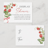 Trendy Watercolor Strawberry Baby Display Dusche Begleitkarte (Vorne/Hinten)