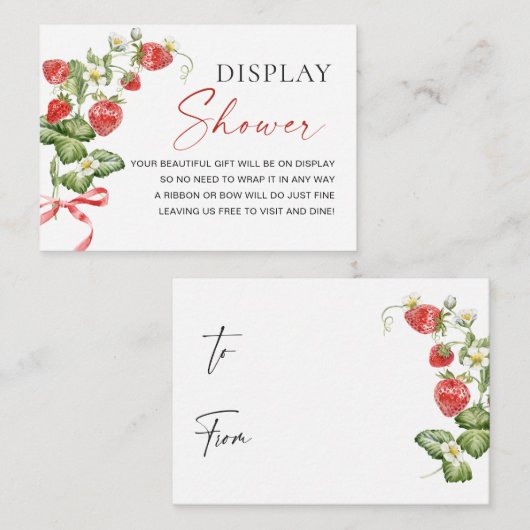 Trendy Watercolor Strawberry Baby Display Dusche Begleitkarte (Vorne/Hinten)