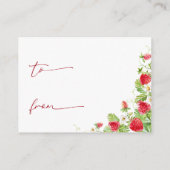 Trendy Watercolor Strawberry Baby Display Dusche Begleitkarte (Rückseite)
