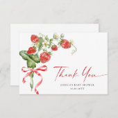 Trendy Watercolor Strawberry Baby Dusche Vielen Da Dankeskarte (Vorne/Hinten)