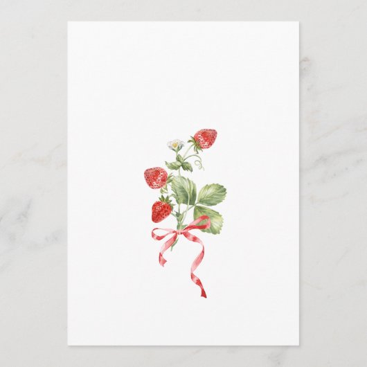 Trendy Watercolor Strawberry Brautparty Menu Menükarte (Rückseite)