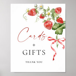 Trendy Watercolor Strawberry Bridal Cards Geschenk Poster