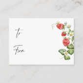 Trendy Watercolor Strawberry Bridal Display Dusche Begleitkarte (Rückseite)