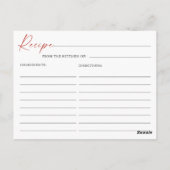 Trendy Watercolor Strawberry Bridal Rezept Karte (Rückseite)