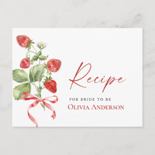 Trendy Watercolor Strawberry Bridal Rezept Karte