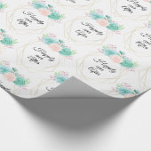 Trendy Watercolor Succulents glücklich immer wiede Geschenkpapier (Ecke)