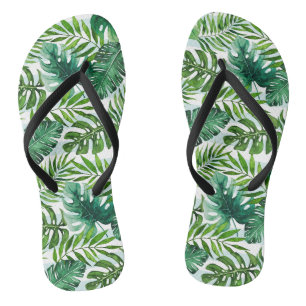 Trendy Watercolor Tropical Blätter Muster Badesandalen