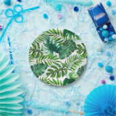 Trendy Watercolor Tropical Monstera & Palm Blätter Pappteller (Party)