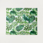 Trendy Watercolor Tropical Monstera & Palm Blätter Wandteppich (Vorderseite (Horizontal))