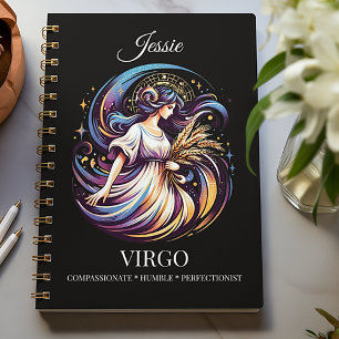 Trendy Watercolor Virgo Zodiac Journal Notizblock