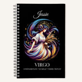 Trendy Watercolor Virgo Zodiac Journal Notizblock (Vorderseite)