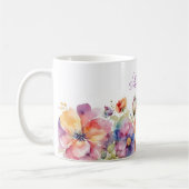 Trendy Watercolor-Wildblumen Name Personalisiert Kaffeetasse (Links)