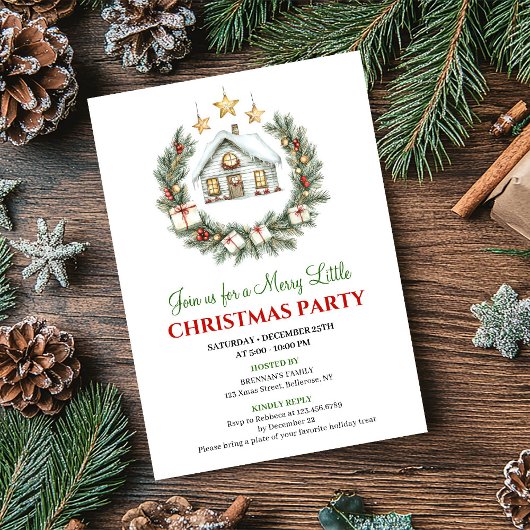 Trendy Watercolor Winter Scene Christmas Invite Einladung