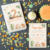 Trendy Watercolor Zwei-Rex Zweiten Geburtstag