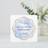 Trendy Waterecolor Diamond | Seid meine Bridesmaid Einladung (Stehend Vorderseite)
