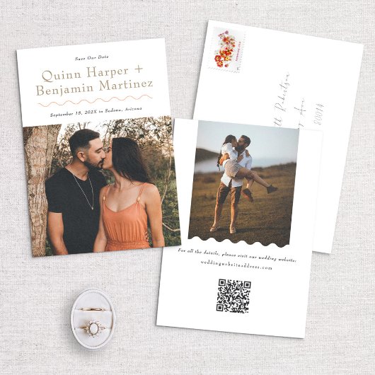 Trendy Wave Foto Save the Date Karte