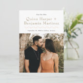 Trendy Wave Foto Save the Date Karte (Stehend Vorderseite)