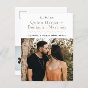 Trendy Wave Foto Save the Date Postcard Ankündigungspostkarte